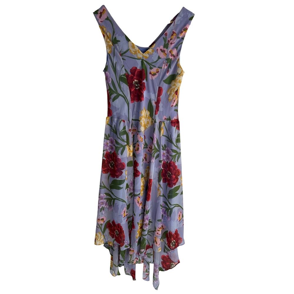 VTG Robbie Bee Size 8 Sleeveless Floral Midi Dress Cowl Neck‎ Handkerchief Hem - Picture 4 of 6
